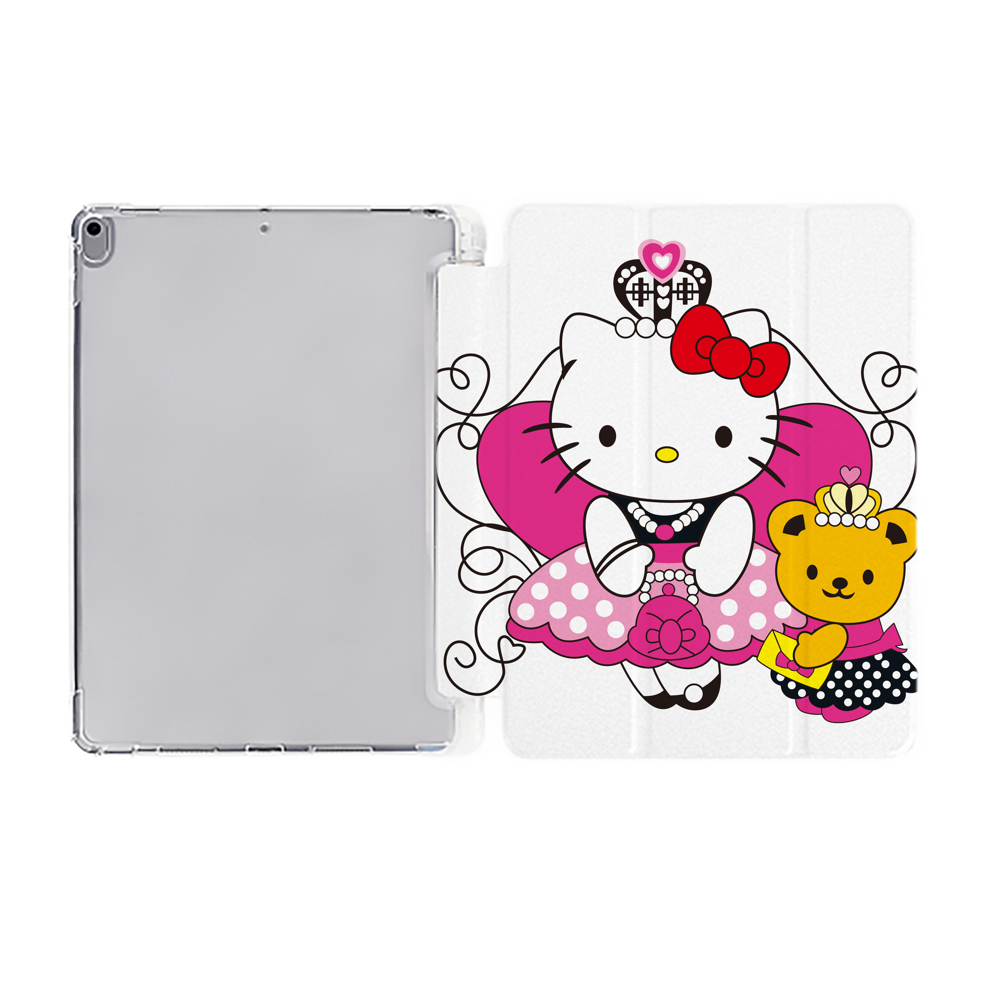 （画像用） Hello Kitty ハローキティ IPad ケース ペン収納付き 三つ折りスタンド PUレザー×シリコン 対応機種9.5/10.5/10.9インチ